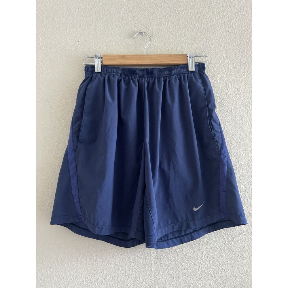 Nike Mens M Dri-FIT Blue Running Shorts Built-In Liner Back Zip Pocket Sporty
